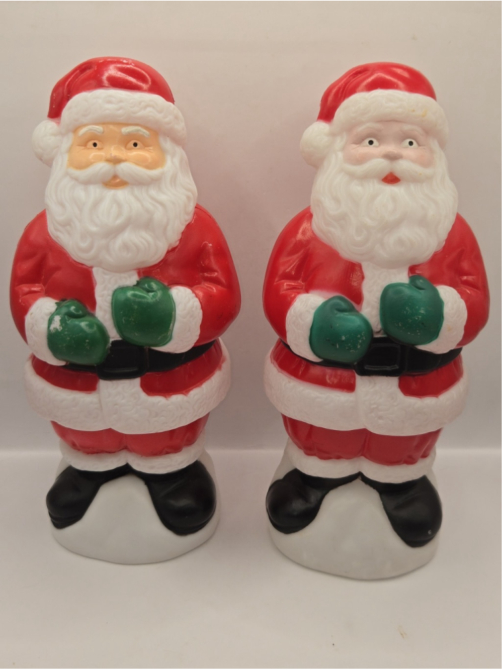 2 Vintage 1995 Empire Christmas Blow Mold Santa Claus Light Topper 10”